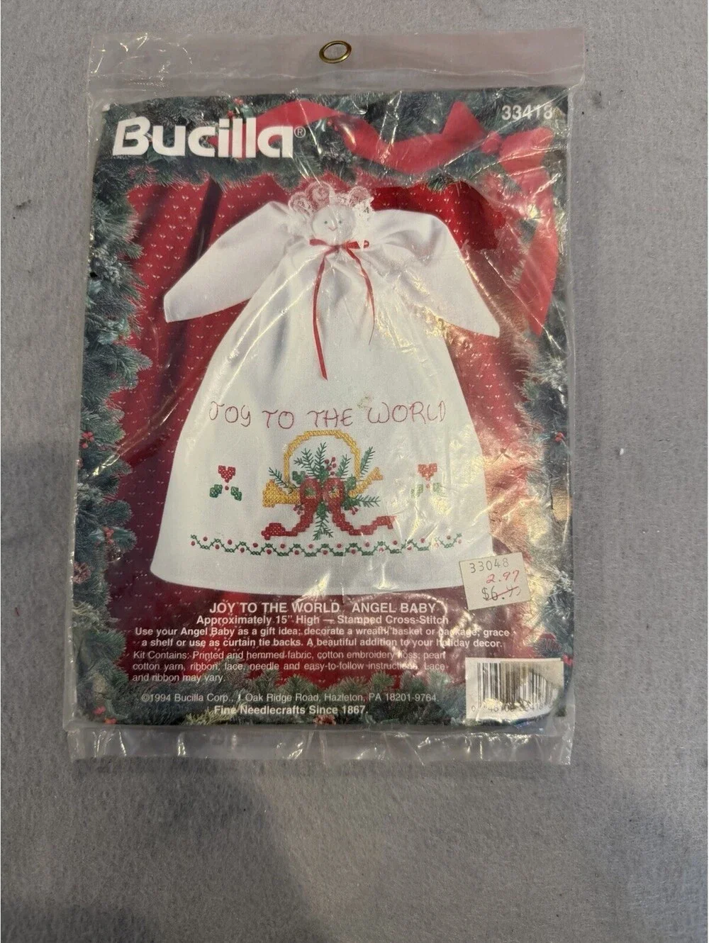 1994 Bucilla #33421 Angel Baby Stamped Cross Stitch Kit New